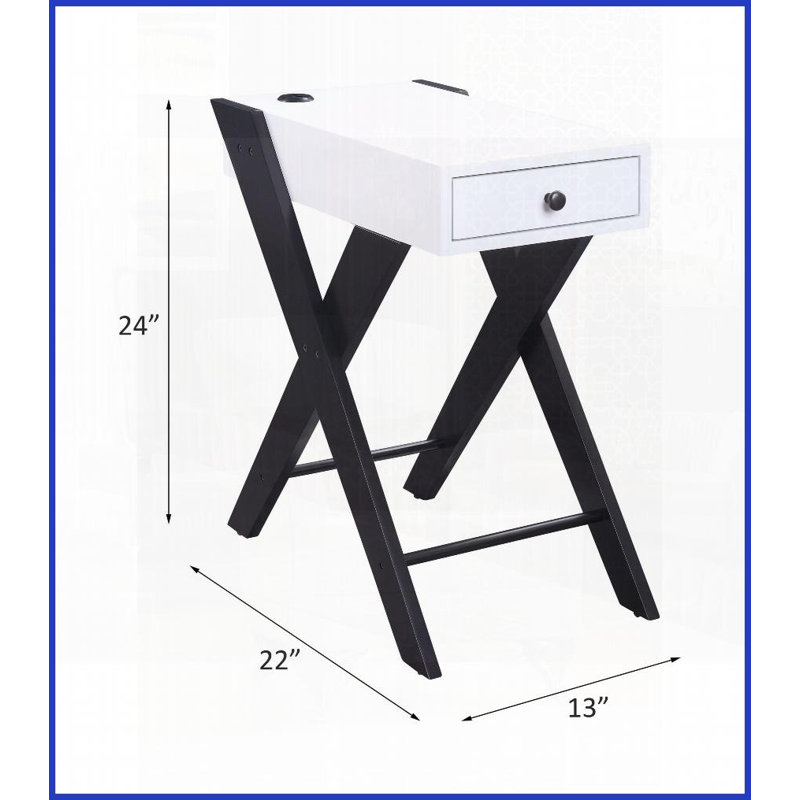 Blanc moderne Table basse noire rectangulaire avec port USB Tiroir coulissant pour salon