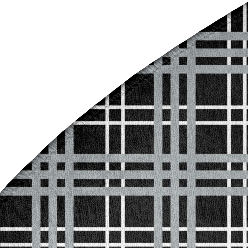 Tapis noir à carreaux, Rond 5 pi