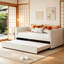 Lit de jour simple tapissier avec lit gigogne, lit plateforme, beige -1596024741