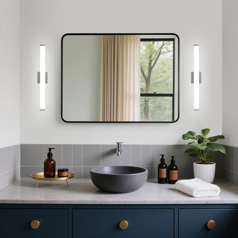  25'' Dimmable LED Bath Bar, Modern Chrome Bathroom Vanity Light for Mirror, 4.3'' H x 24.8'' W x 2.6'' D, Chrome