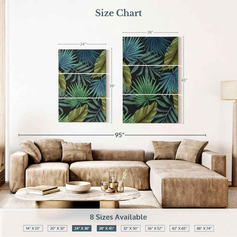 Motif de feuilles tropicales I, H 38 po x l 24 po