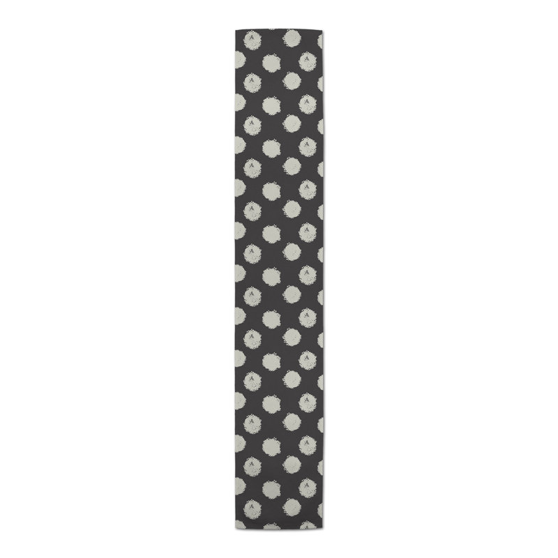 Chemin de table à pois, Rose / noir, 90 po x 16 po