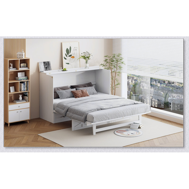Lit escamotable avec grands tiroirs Murphy, Blanc, Grand