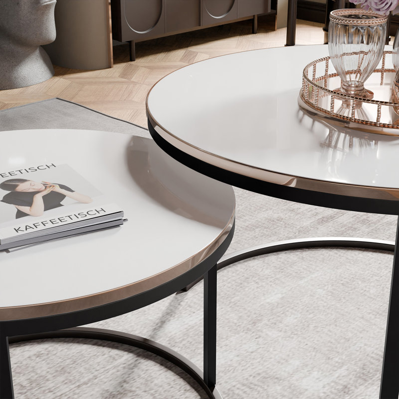 Coffee Table with Storage, 48cm. H x 80cm. L x 80cm. W, White Gloss, Black