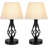 Aureja Vintage Nightstand Table Lamp Iron Base with Dual USB Charging Ports White Shade