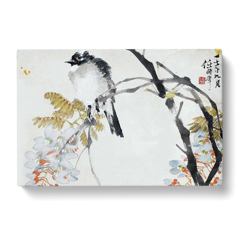 Bird On A Tree by Jin Nong - Wrapped Canvas Painting, 35cm H x 50cm W x 3cm D