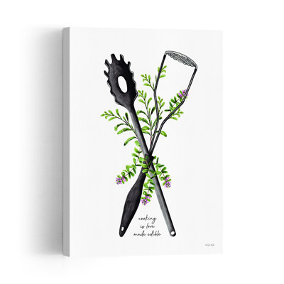 Cuisiner, c'est faire de l'amour : une œuvre d'art murale contemporaine, fantaisiste et abstraite représentant un paysage naturel.