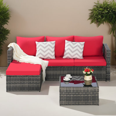Ensemble de canapé modulaire en rotin pour l'extérieur 3 pièces pour jardin, cour et balcon