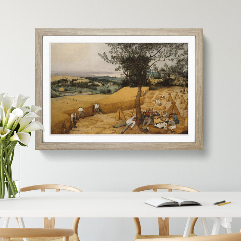 The Harvesters by Pieter Bruegel the Elder - Picture Frame Painting, 48cm H x 65cm W x 2cm D, Oak