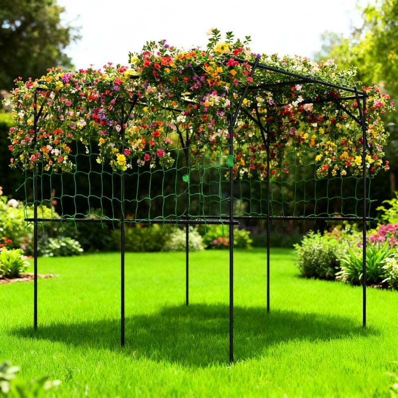 Treillis de jardin en métal pour plantes grimpantes, taille 87,8 po, espacement des tuyaux réglable, filet, support triangulaire, stabilité accrue et conception des plantes