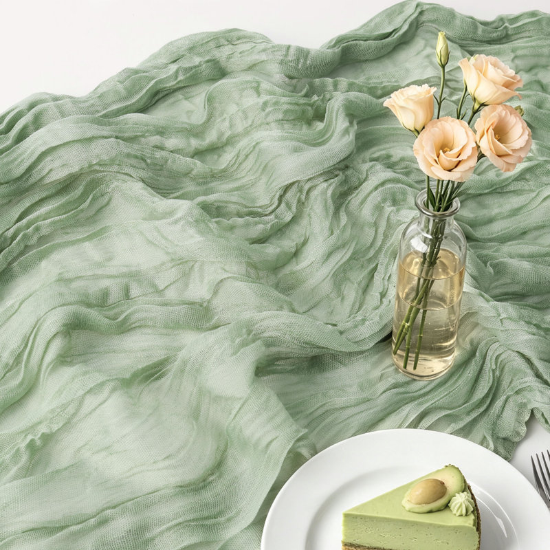 Chemin de table Boho, Vert sauge