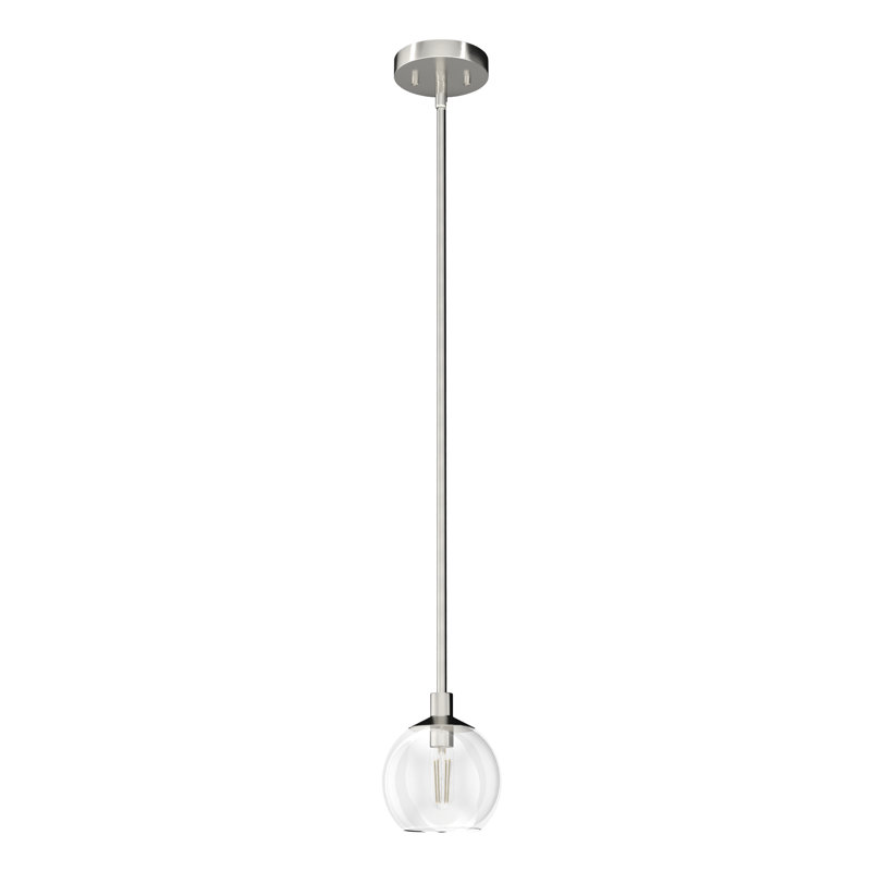 Lomeli 1 - Light Single Globe Convertible Mini Pendant Flush Mount Ceiling Light, Brushed Nickel