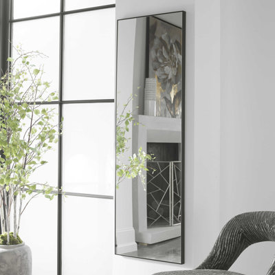  Miroir mural noir contemporain - cadre épuré H 60 po pour le salon ou la chambre à coucher
