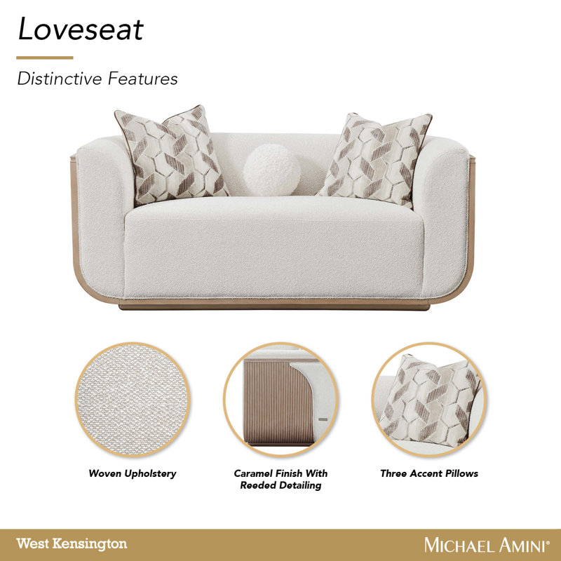 West Kensington Loveseat - Buff/Seal Salt Caramel, Medium Yellow Wood
