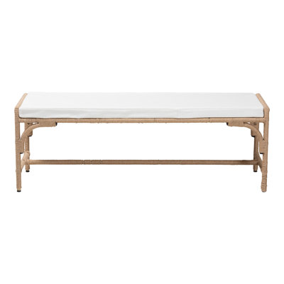 Aarmaan Bali & Pari Nasim Modern Bohemian Natural Jute and Metal Accent Bench