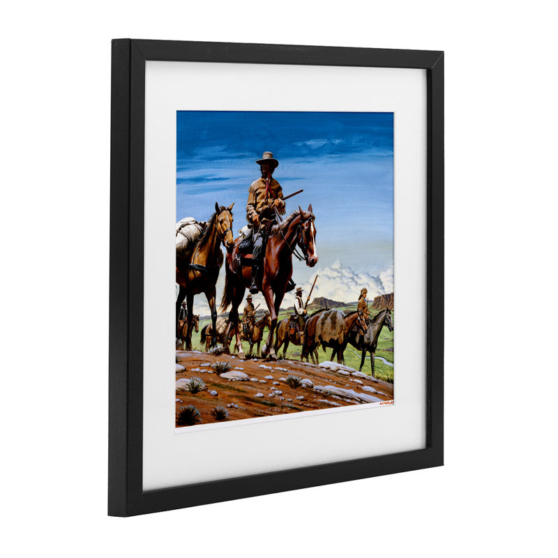 «Santa Fe Trail Cowboys», reproduction sous verre encadrée, conception par Wind River Studios, H 13 po x l 13 po