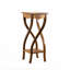 Lukats Solid Wood Twisted Plant Stand Side Table with Drawer & Shelf - Natural Teak Finish