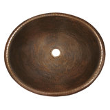 Rolled Copper Oval Drop-In Bathroom Sink