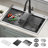 Delta Rivet™ 33" L Workstation Kitchen Sink Drop-In Top Mount 16 Gauge Stainless Steel 50/50 Double Bowl