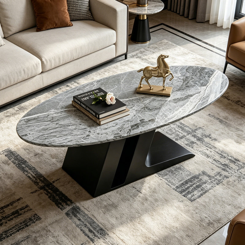 Bobek, 17.71" H x 47.24" W x 23.62" D, Light Grey/Black, Marble