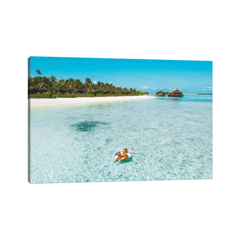 Maldives Resort Ocean Girl Pool Ring by James Vodicka - Wrapped Canvas Gallery-Wrapped Canvas Giclée, 66.04 cm H x 45.72 cm W