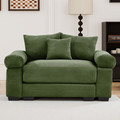 54" Single Deep Seat Chair Chenille Upholstered Armchair Modern Single Sofa Suitable For Living Room, Bedroom, Lounge