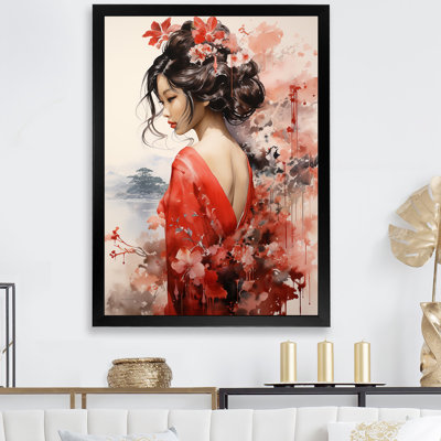 Aquarelle, Japon, femme, paysage II