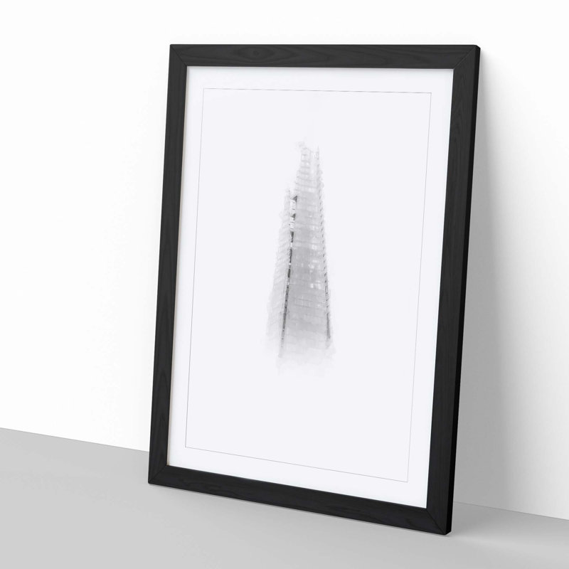 The Shard in London England Abstract Art - Framed Print, 76cm H x 50cm W x 2cm D, Black