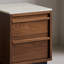 Table de chevet rétro en noyer avec plateau en pierre et 2 tiroirs - Armoire de rangement élégante
