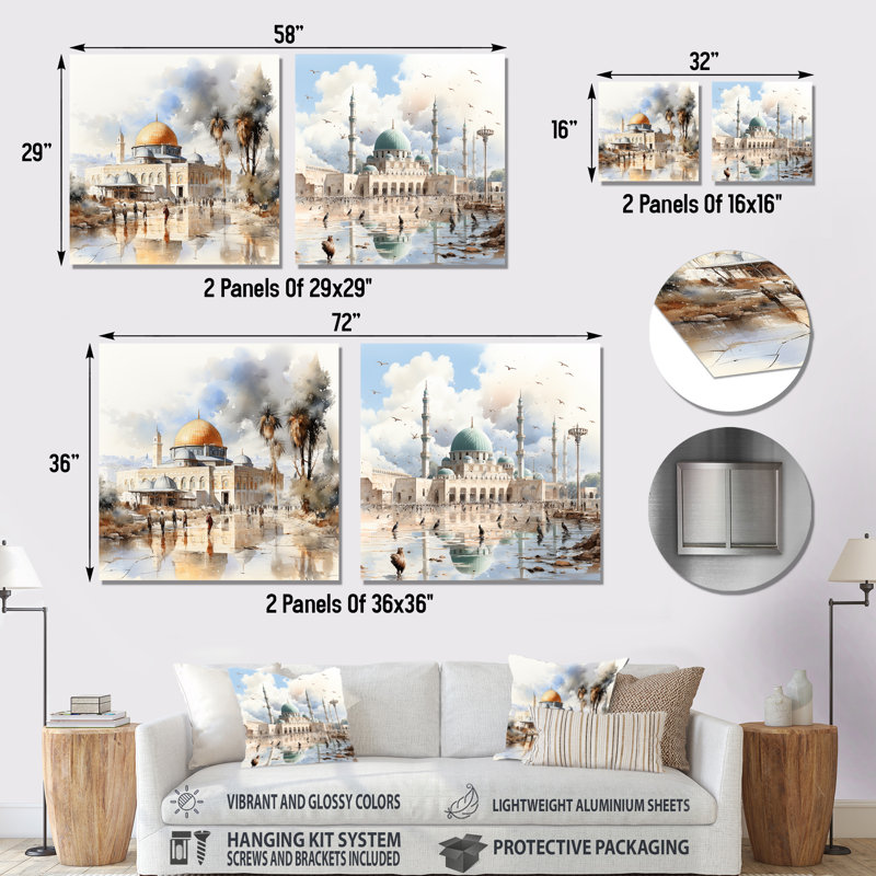 Ensemble de 2 mosaïques «Mystets Al Aqsa», H 23 po x l 46 po