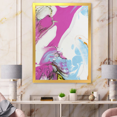 Rose, bleu et jaune liquide Art IV - peinture sur toile