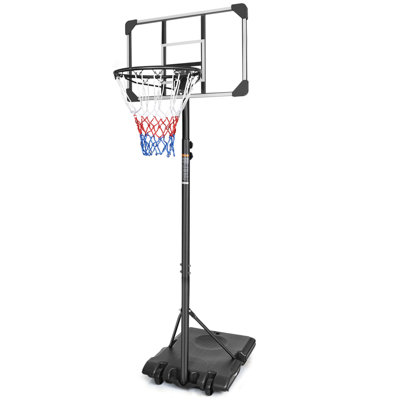 Système de but de basketball portatif avec base stable et roulettes, utilisation pour les adolescents d'intérieur et d'extérieur jeunes à hauteur réglable de 5,6 à 7 pieds avec panier de basketball 28 pouces