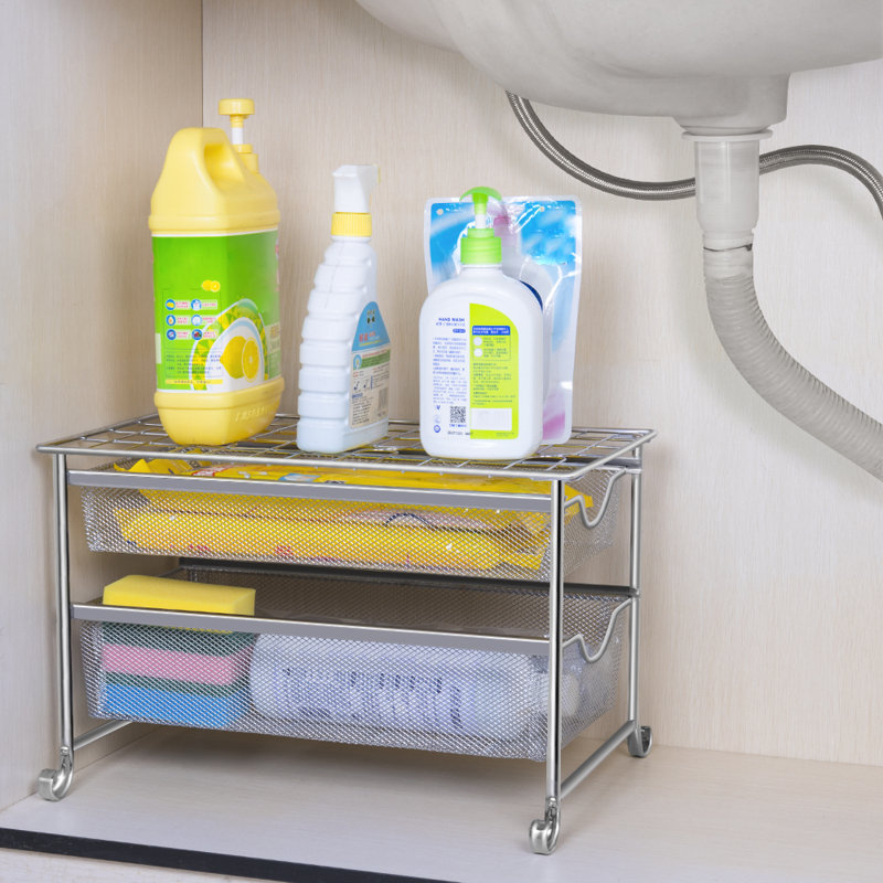 2-Tier Drawer Style Storage Shelf
