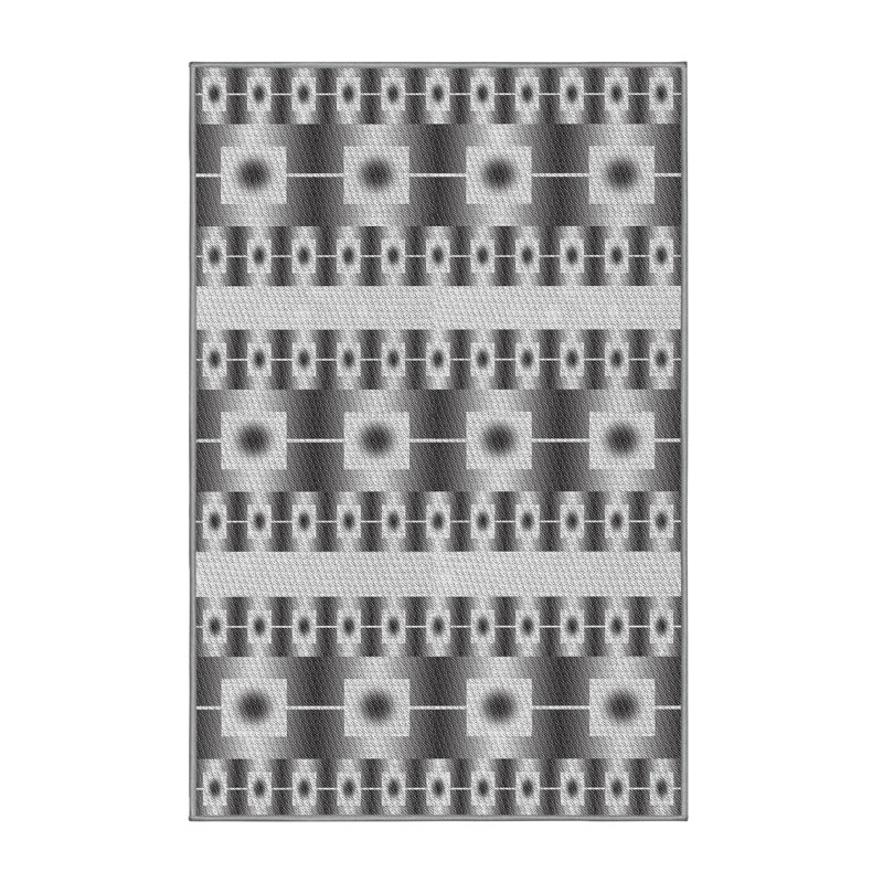 Tapis noir/blanc cassé tissé à la machine, Tapis de couloir 2 pi x 5 pi