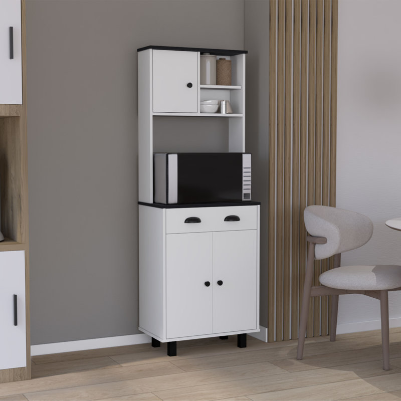 1-Drawer Kitchen Pantry, White/Walnut