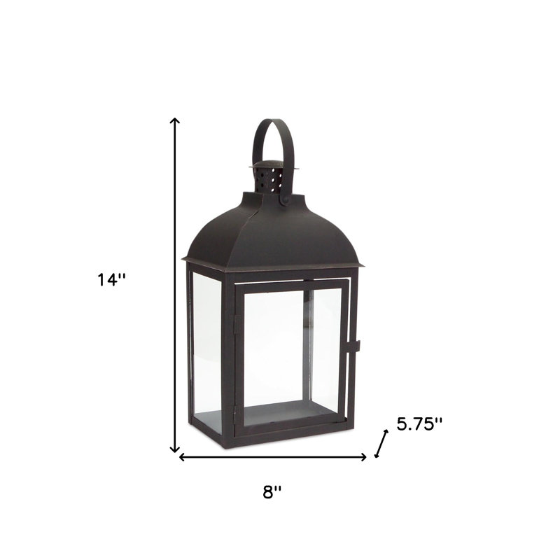 Ensemble de trois porte-bougies de lanterne de plancher en métal et verre transparent et noir