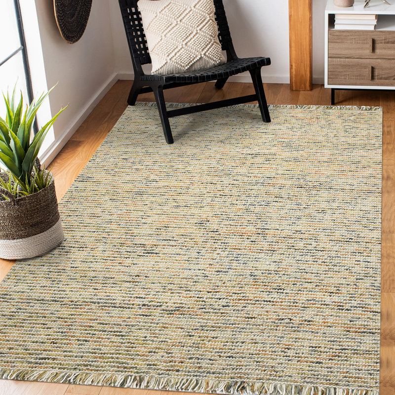 Handmade 5' x 7' Orange Stripe Wool Area Rug