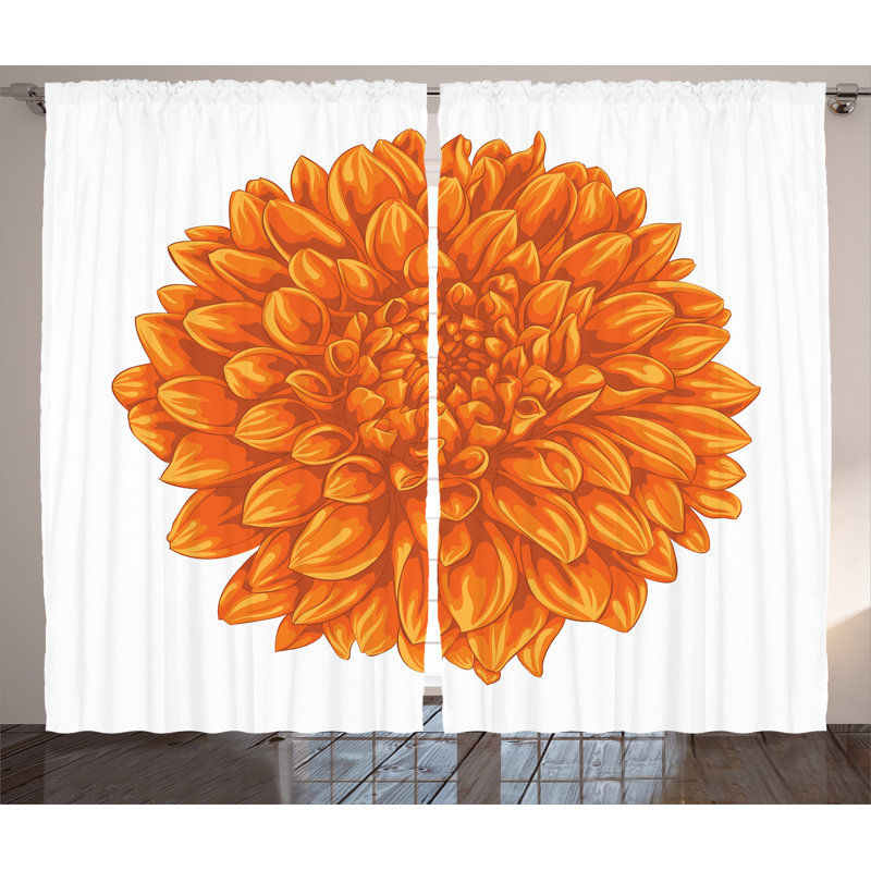 Floral Decor Nature / Floral Semi-Sheer Rod Pocket Curtain Panels, 54" W x 90" L