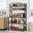 5-Tier Industrial Storage Shelves, Free Standing Kitchen Bakers Rack with Hutch