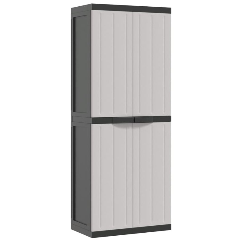 Plastic Single Storage Cabinet ( 165cm H x 65cm W x 37cm D), Black/Grey