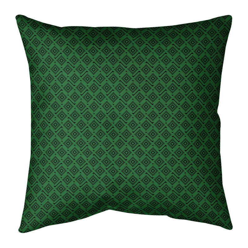 Oreiller en lin Katelyn Elizabeth, Polyester / Bourre en polyester, 20 po x 20 po, Noir / Vert