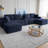 125" Modular Sectional Cloud Couch with Two Ottomans, U-Shaped Deep Seat Sofa with Cup Holders, USB Ports & Storage, Upholstered Soft Corduroy for Modern Living Room-1401935369