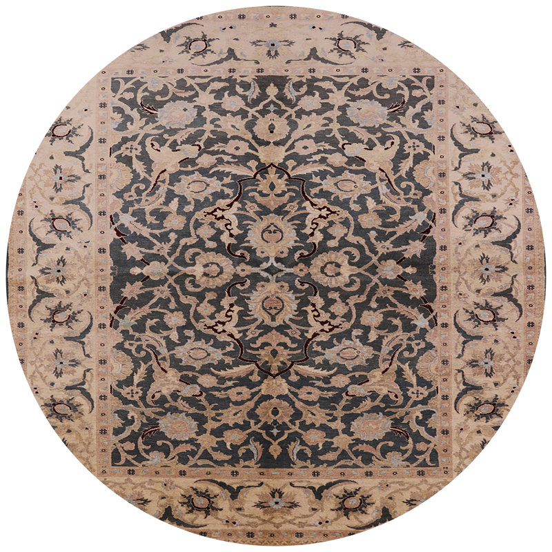 Tapis ivoire / bleu marine Rodolf, Rond 5 pi