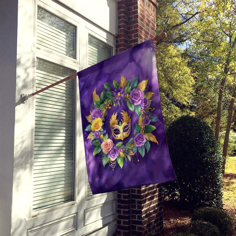 Double Sided 40'' H x 28'' W Polyester Mardi Gras House Flag