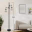 Lampe sur pied 69 po, arbre industriel avec 3 têtes de cage suspendues