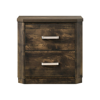Wooden Nightstand With 2 Drawers In Rustic Walnut - Practical Bedroom Furniture And Feature Essentials