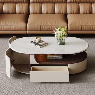 Table basse ovale en pierre