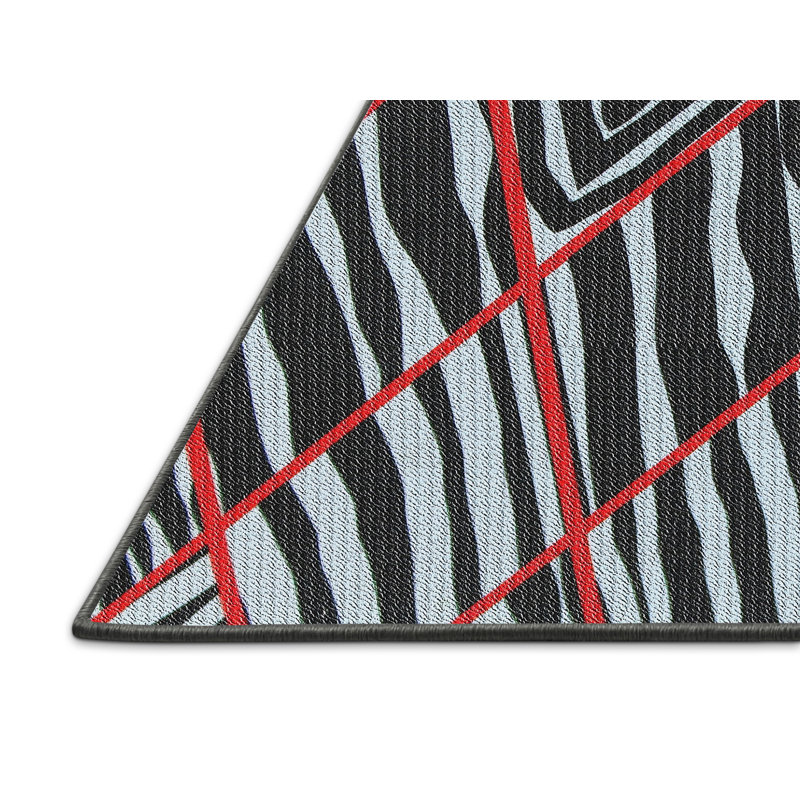 Tapis rouge/bleu marine tissé à la machine, null