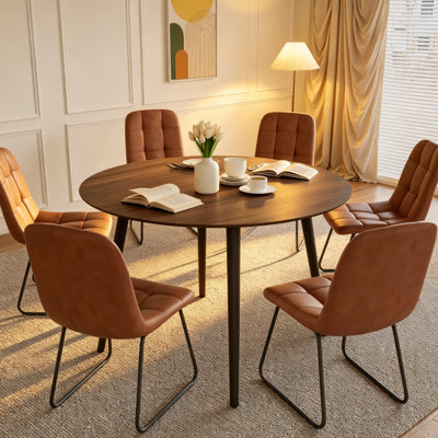 Ensemble de table de salle à manger ronde, petite table de salle à manger ronde Mid-Century moderne, gain de place (1 table + chaises)