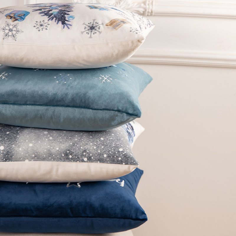 Housse de coussin Phantoscope Merry Christmas, Marine / Gris / Blanc, Pillow cover only